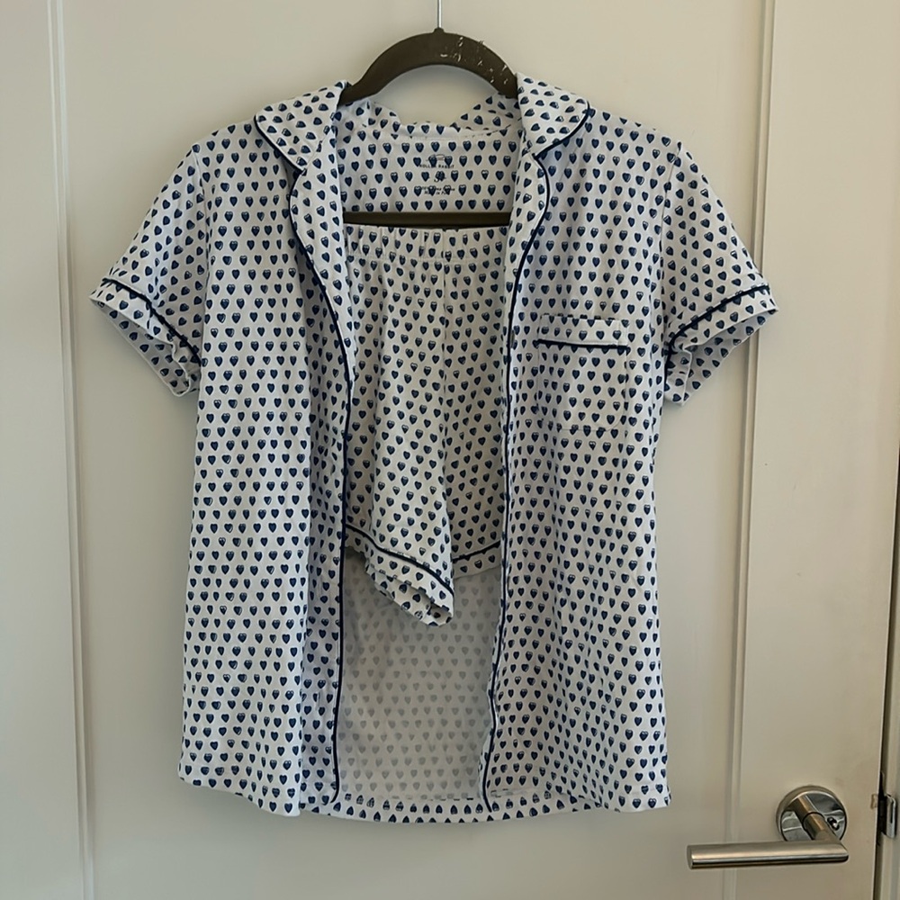 Robert roller rabbit blue hearts pajamas - short
